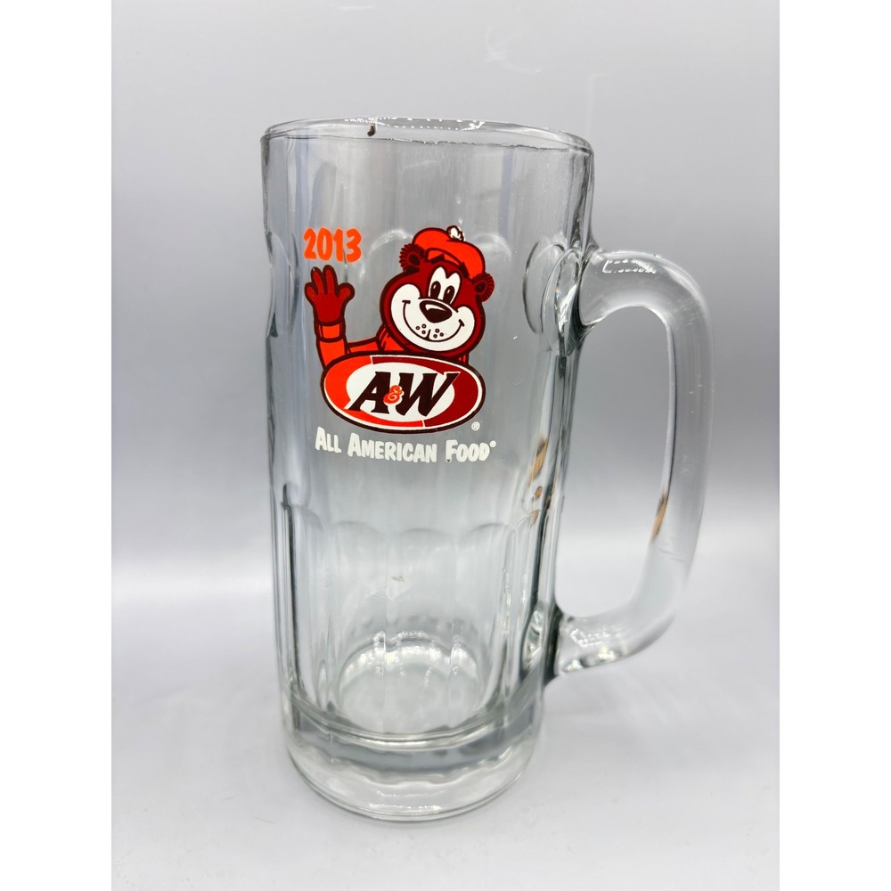 A&W Root Beer Glass Mug 2013 Rooty the Great Root Bear All American Food Stein